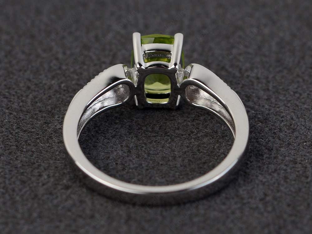 Vintage Cushion Cut Peridot Engagement Ring - LUO Jewelry