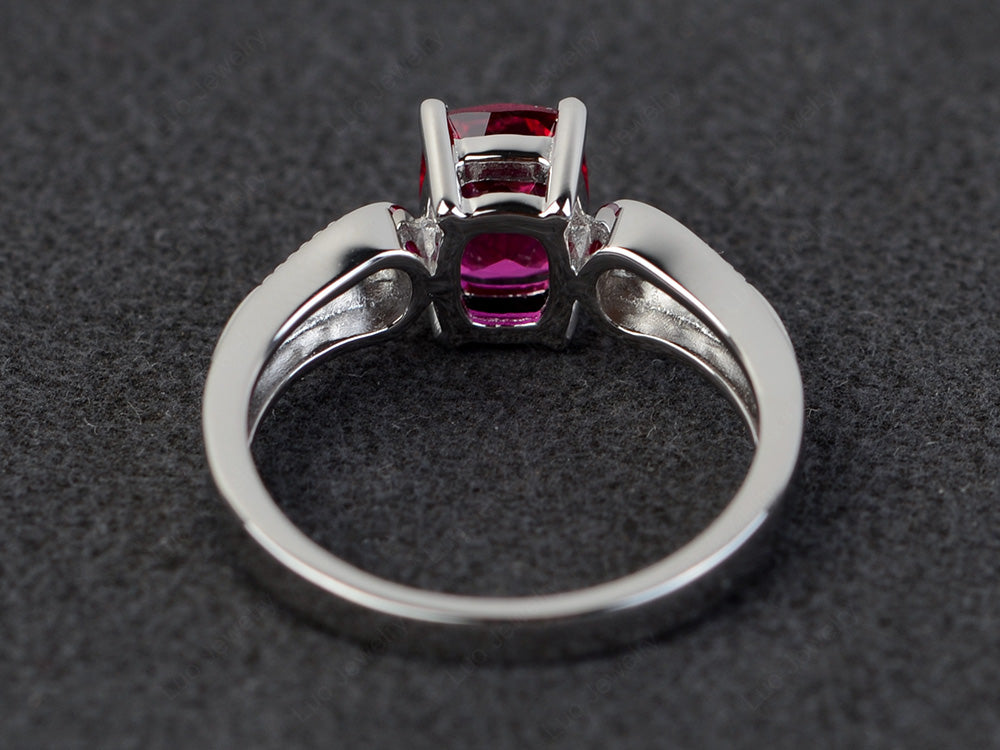 Vintage Cushion Cut Ruby Engagement Ring - LUO Jewelry