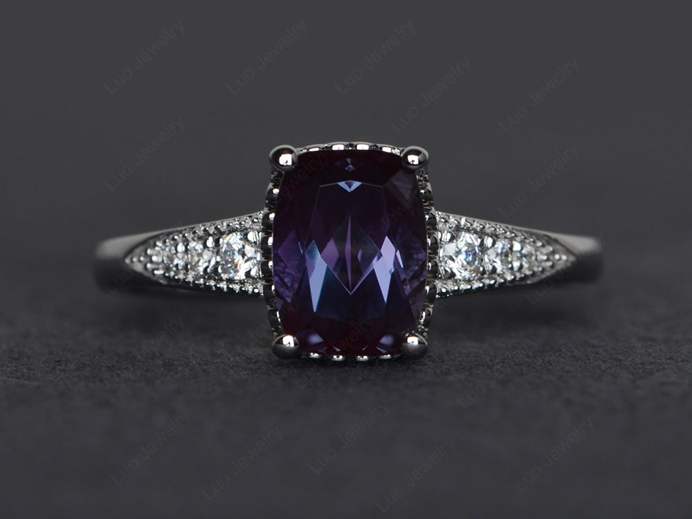 Vintage Alexandrite Ring Cushion Cut Ring - LUO Jewelry