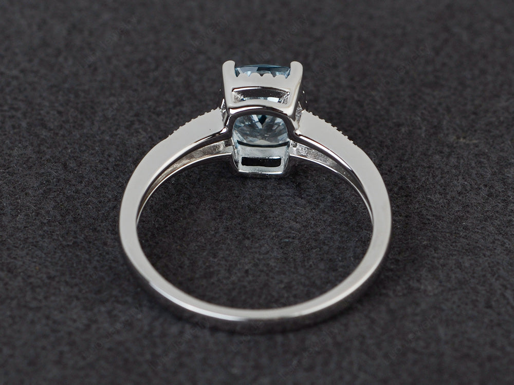 Vintage Aquamarine Ring Cushion Cut Ring - LUO Jewelry