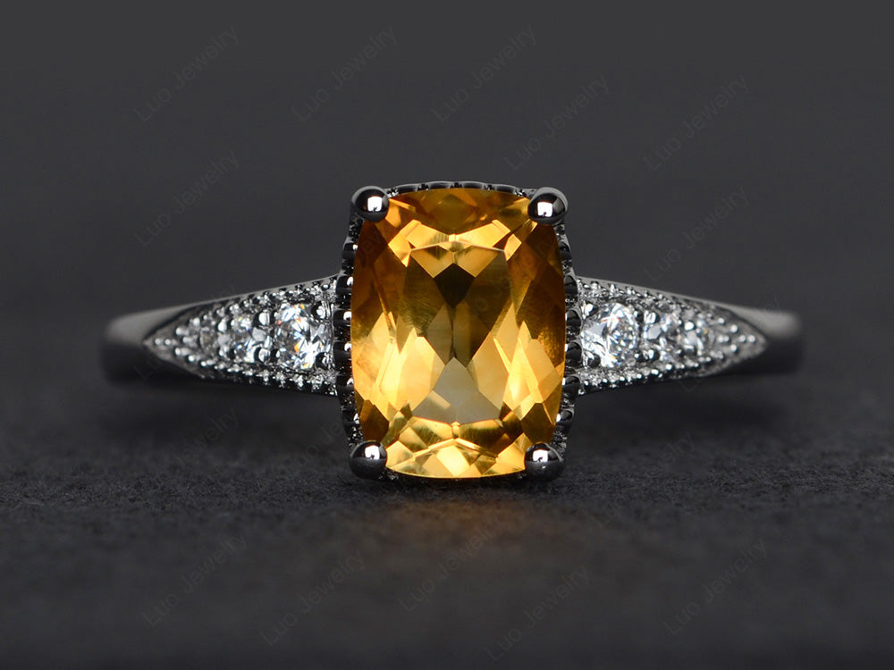 Vintage Citrine Ring Cushion Cut Ring - LUO Jewelry