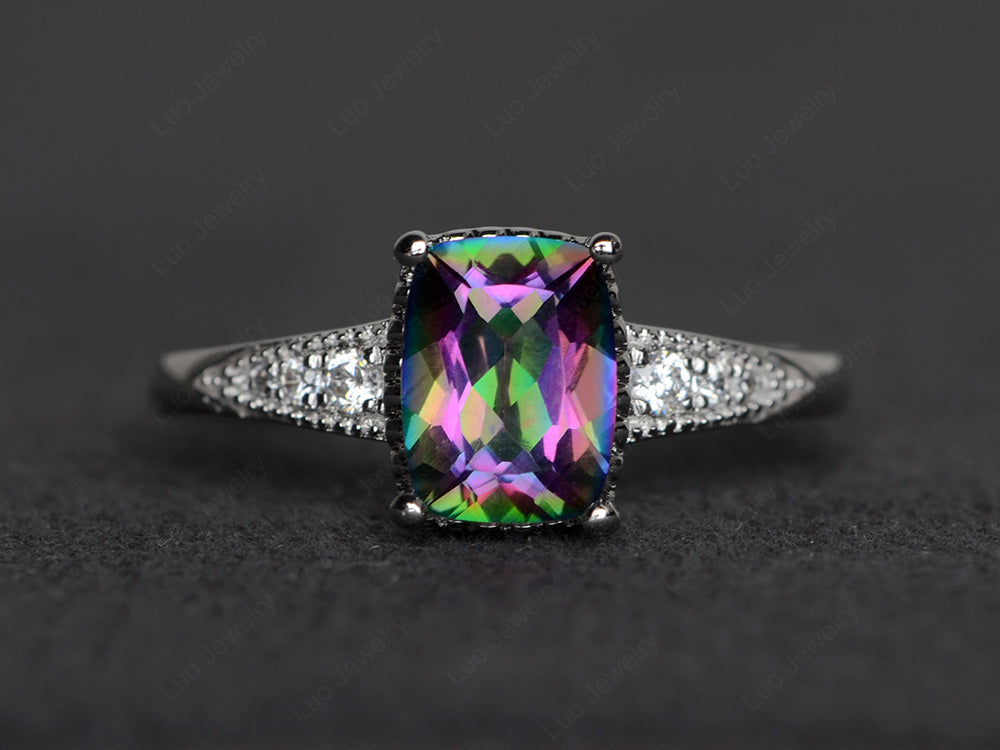 Vintage Mystic Topaz Ring Cushion Cut Ring - LUO Jewelry