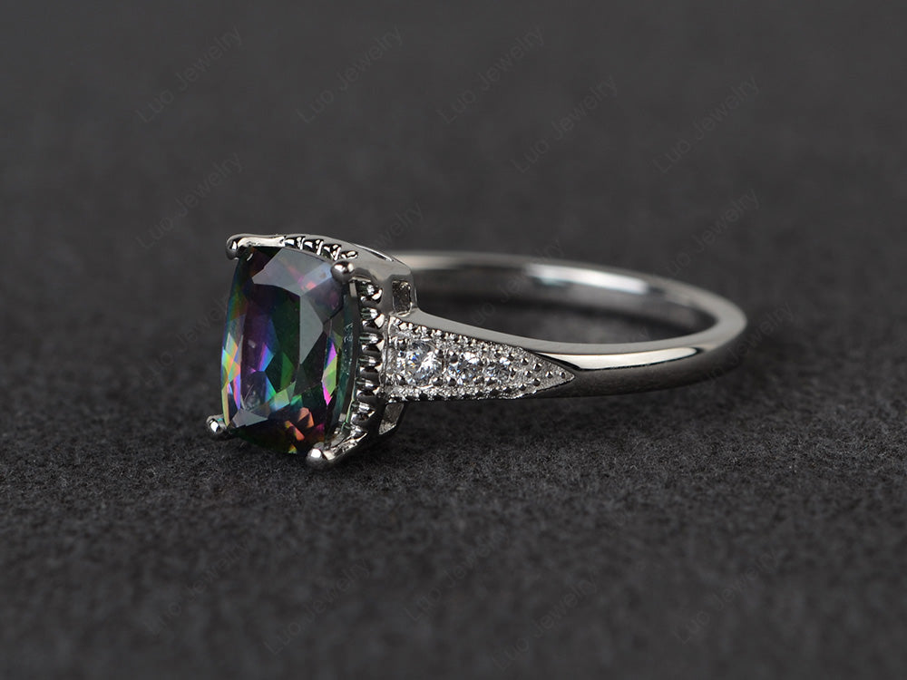 Vintage Mystic Topaz Ring Cushion Cut Ring - LUO Jewelry