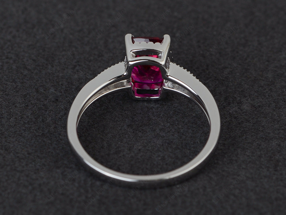 Vintage Ruby Ring Cushion Cut Ring - LUO Jewelry