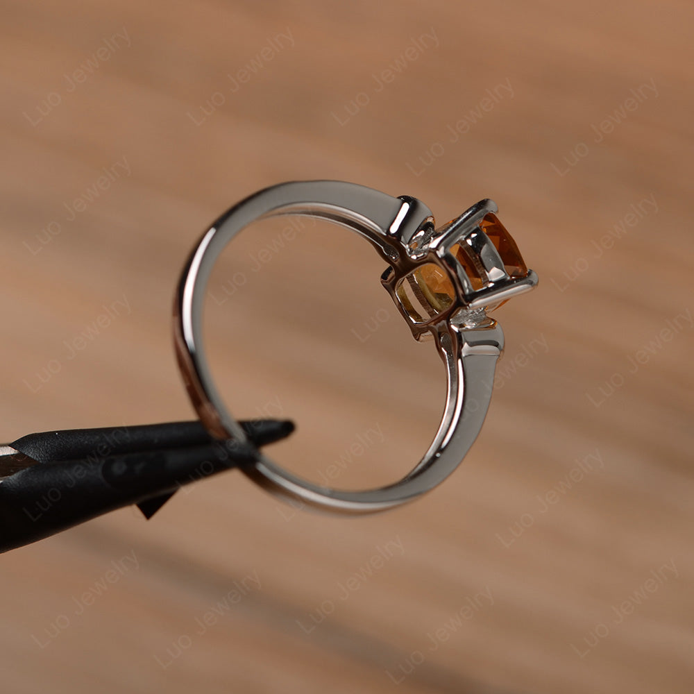 Cushion Cut Citrine Pave Wedding Ring - LUO Jewelry