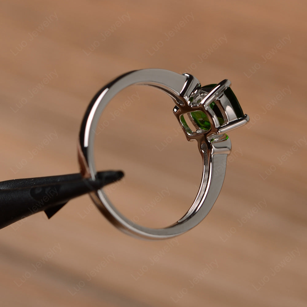 Cushion Cut Diopside Pave Wedding Ring - LUO Jewelry