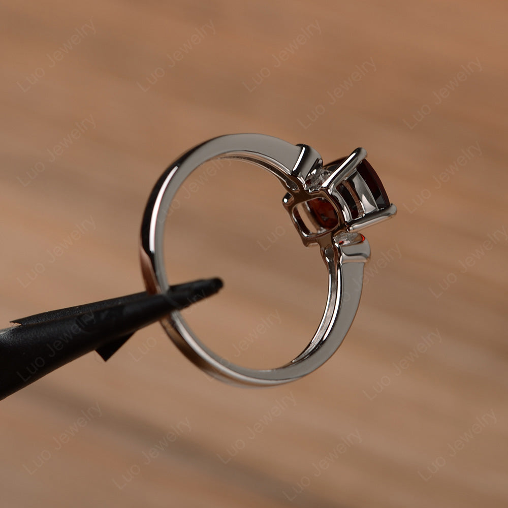 Cushion Cut Garnet Pave Wedding Ring - LUO Jewelry