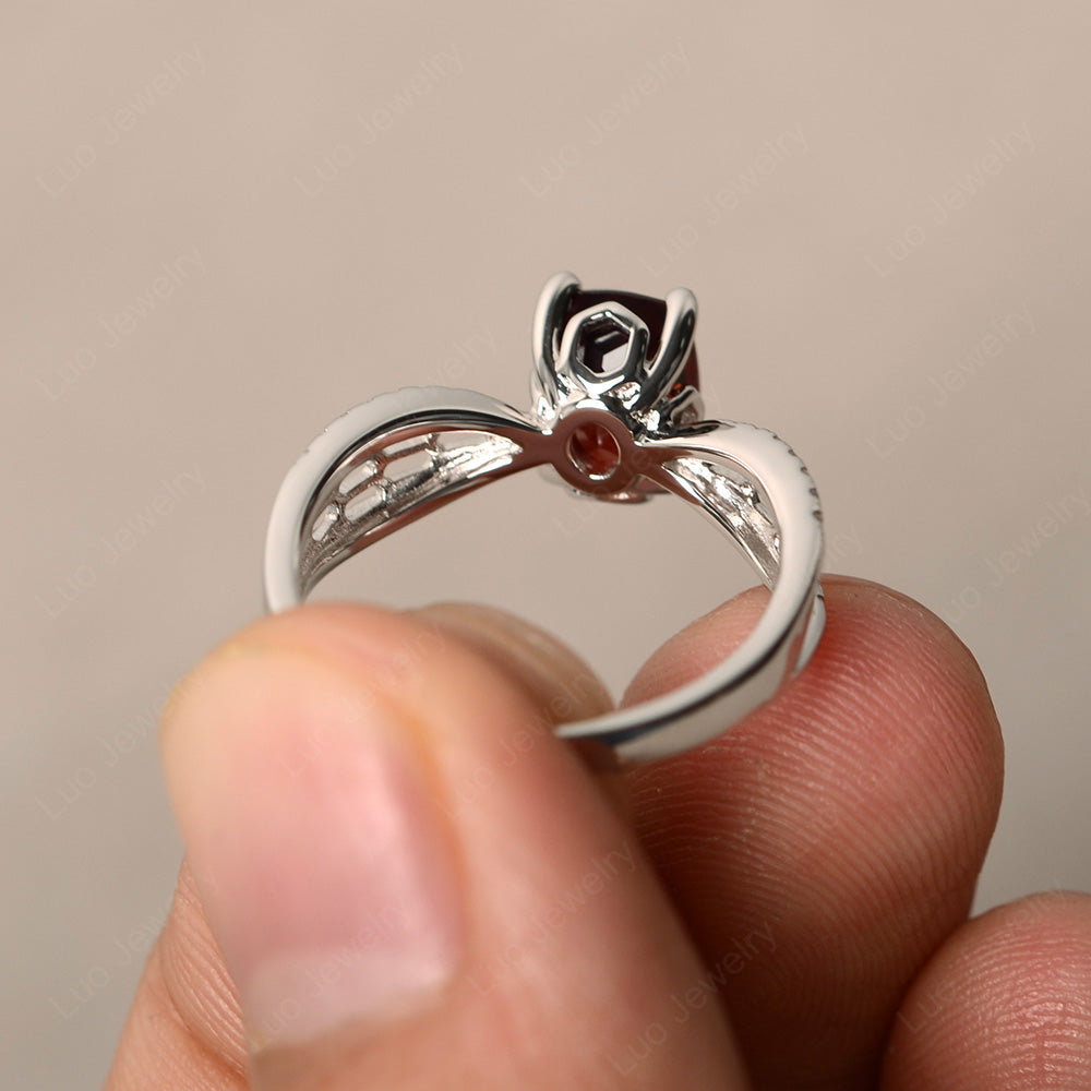 Art Deco Cushion Cut Garnet Engagement Ring - LUO Jewelry