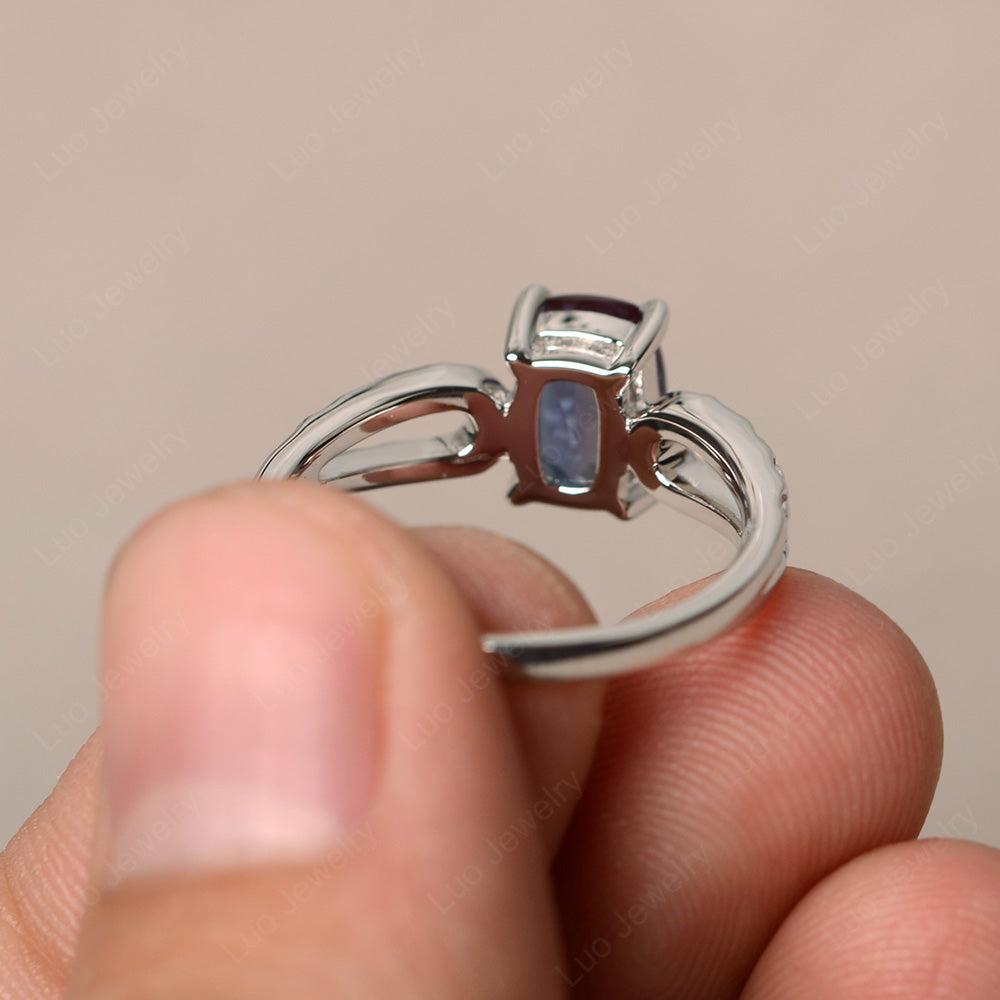 Vintage Alexandrite Solitaire Ring Cushion Cut - LUO Jewelry