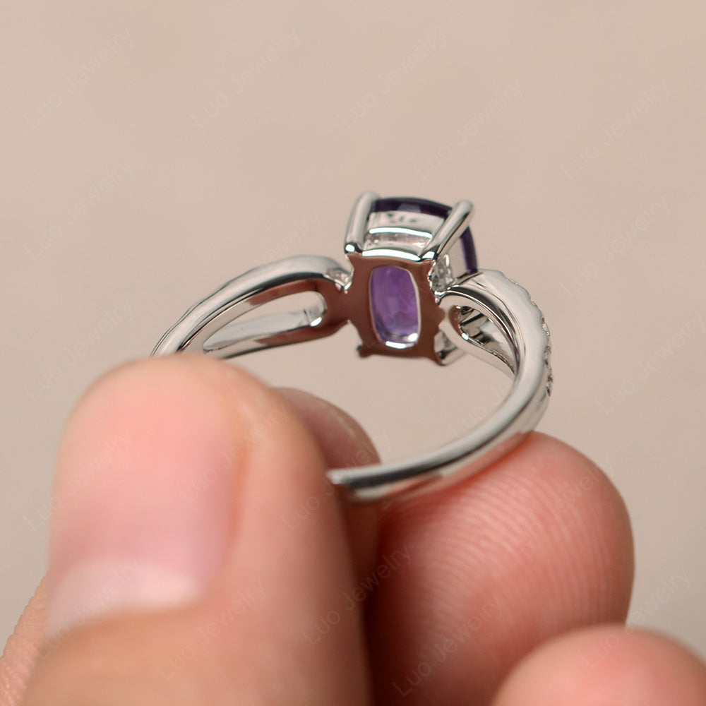 Vintage Amethyst Solitaire Ring Cushion Cut - LUO Jewelry