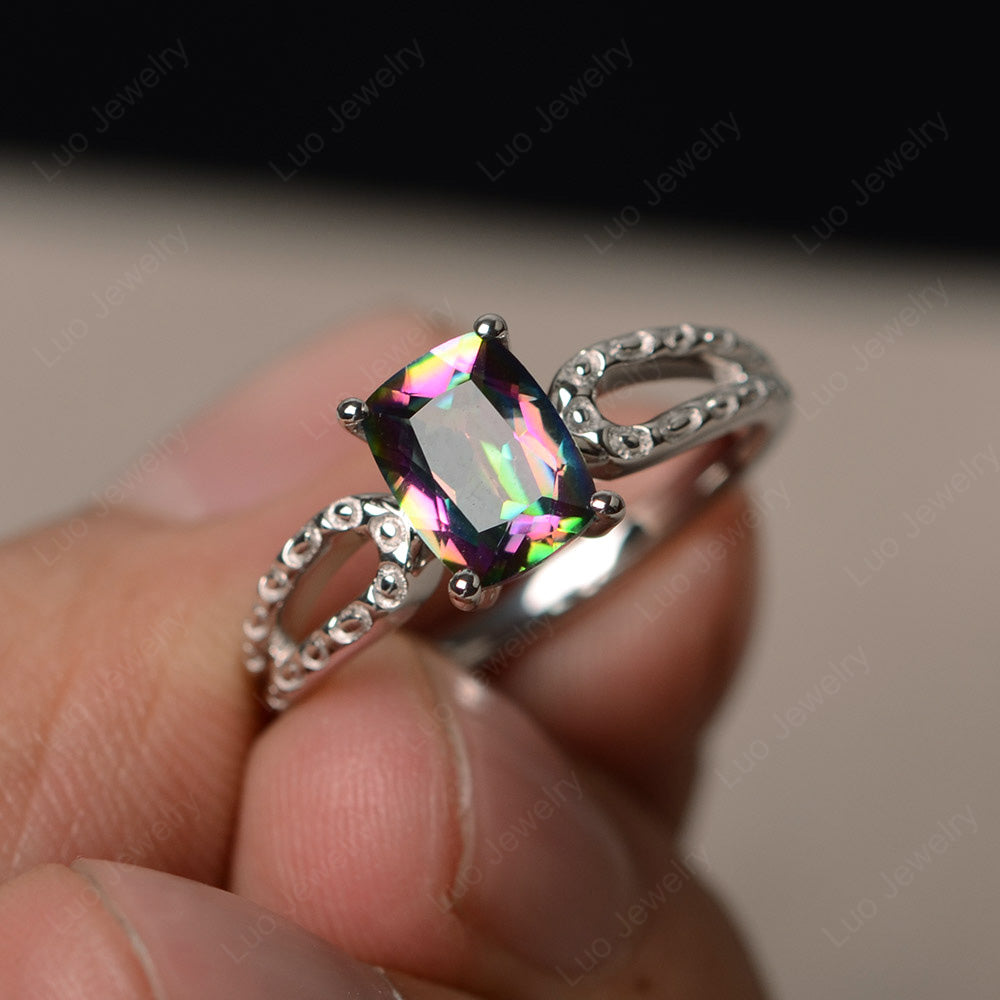 Vintage Mystic Topaz Solitaire Ring Cushion Cut - LUO Jewelry