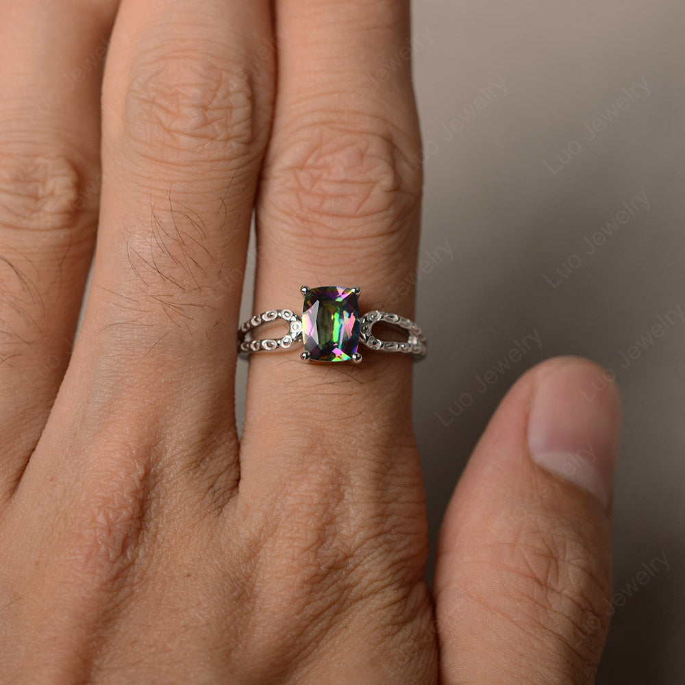Vintage Mystic Topaz Solitaire Ring Cushion Cut - LUO Jewelry