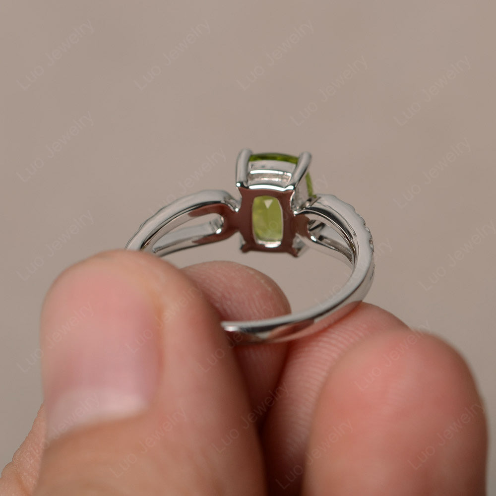 Vintage Peridot Solitaire Ring Cushion Cut - LUO Jewelry