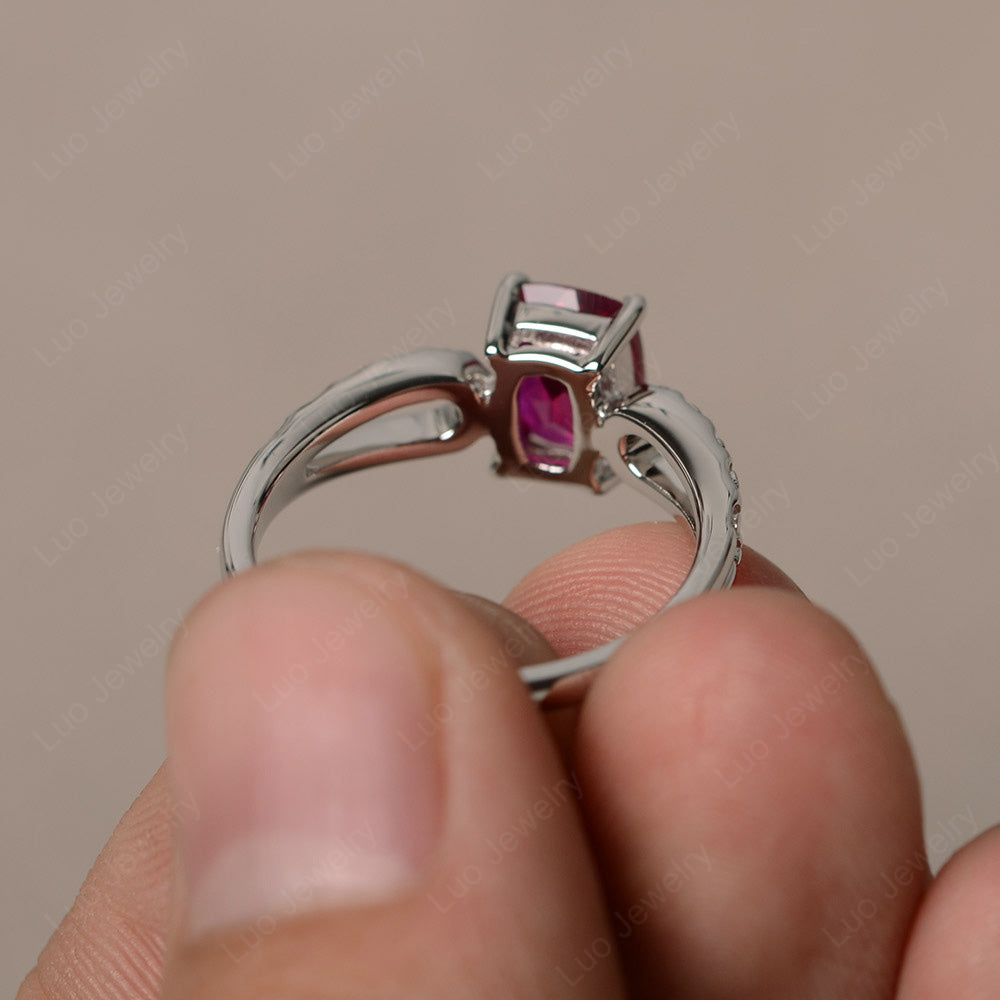 Vintage Ruby Solitaire Ring Cushion Cut - LUO Jewelry