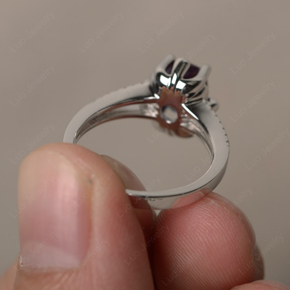 Rectangle Cut Alexandrite Wedding Ring Art Deco - LUO Jewelry
