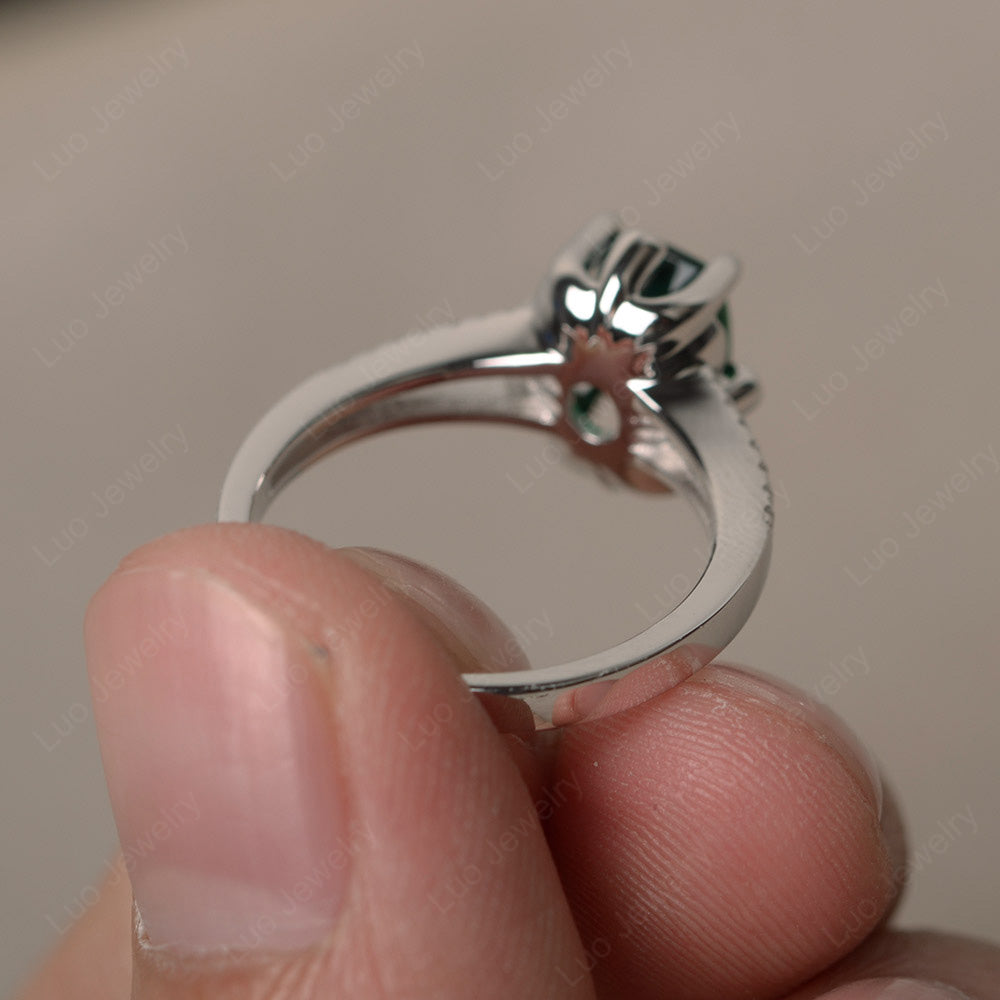 Rectangle Cushion Cut Lab Emerald Wedding Ring - LUO Jewelry