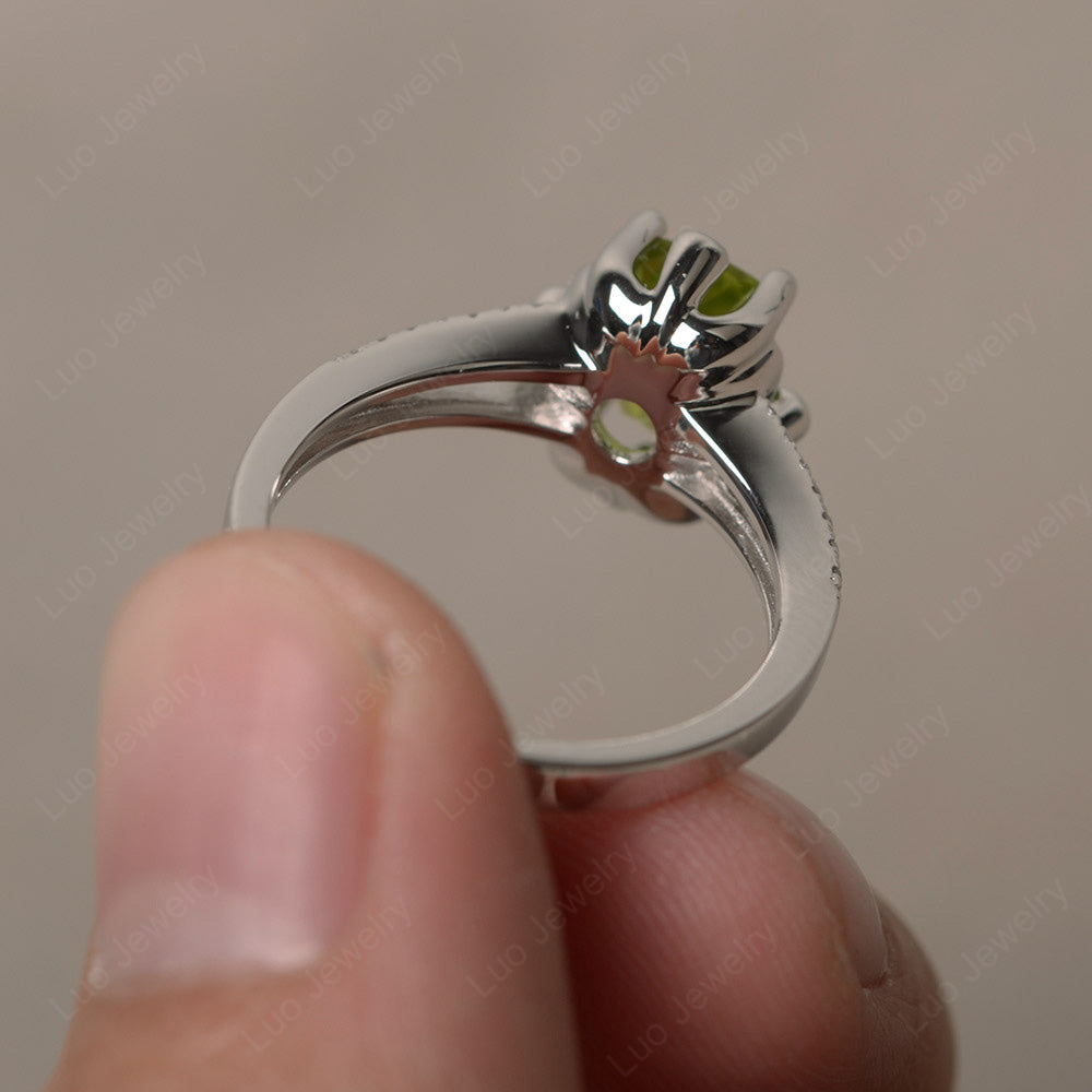 Rectangle Cut Peridot Wedding Ring Art Deco - LUO Jewelry