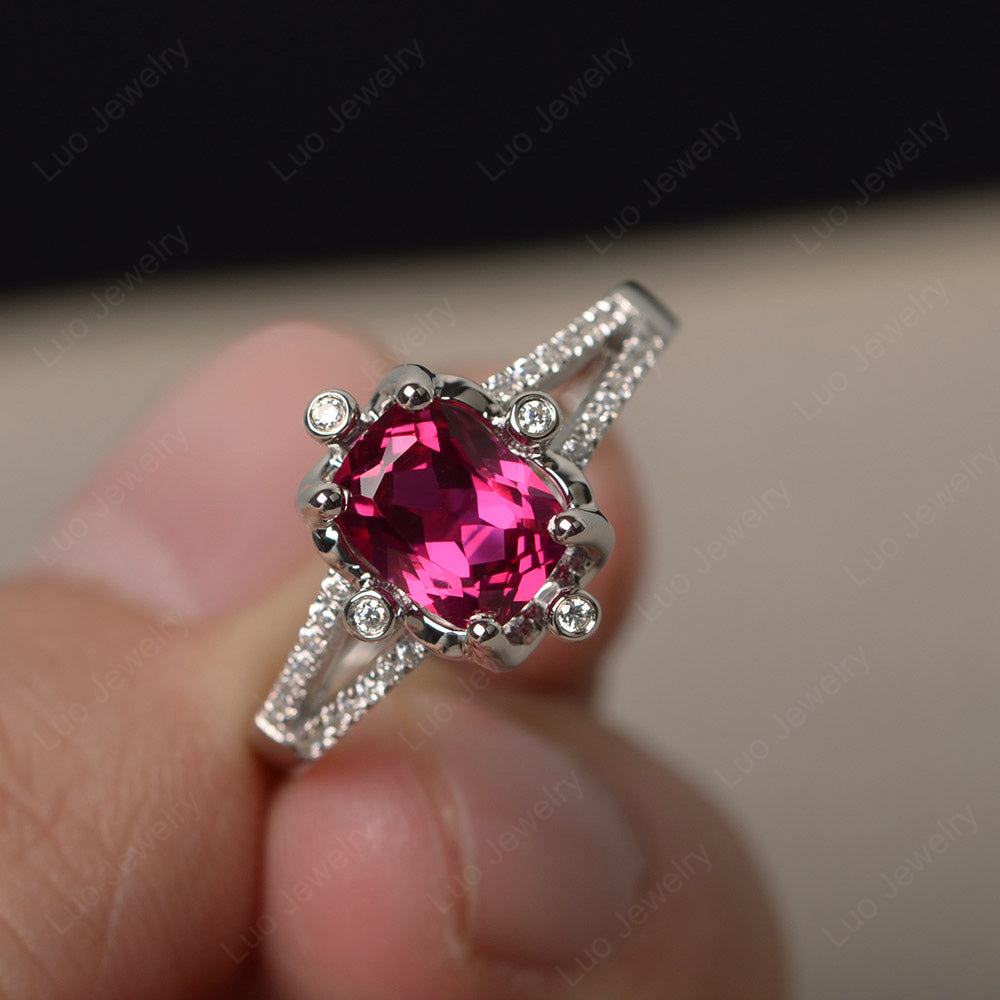 Rectangle Cut Ruby Wedding Ring Art Deco - LUO Jewelry