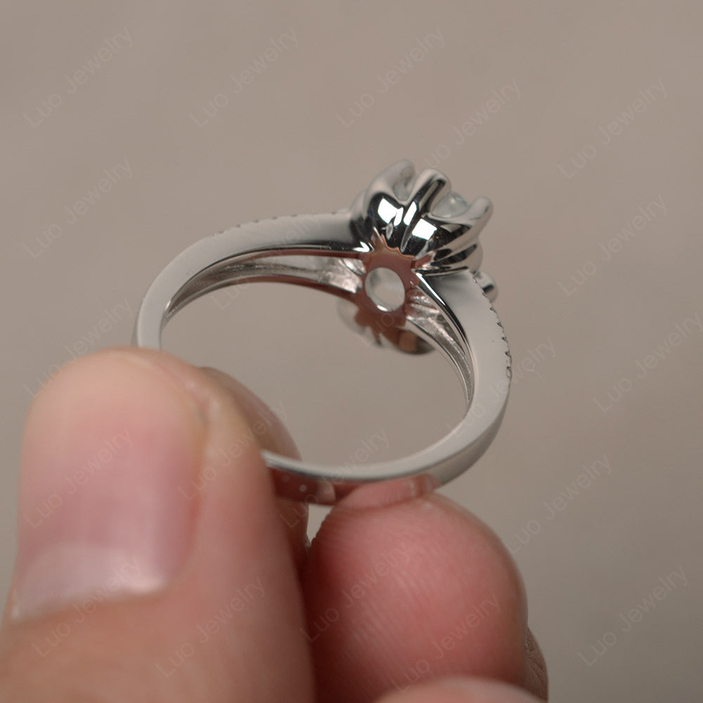 Rectangle Cut White Topaz Wedding Ring Art Deco - LUO Jewelry