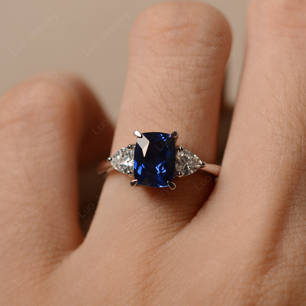 Elongated Cushion Cut Sapphire Rings - LUO Jewelry