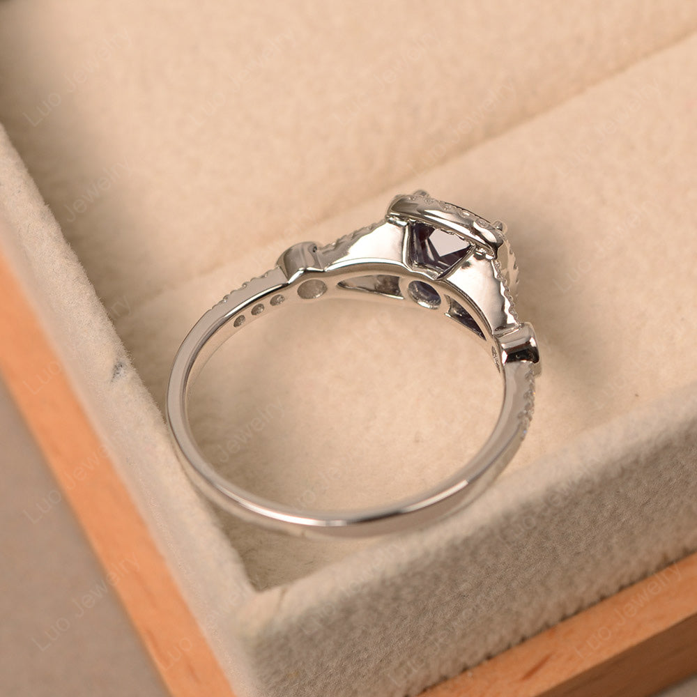 Cushion Cut Art Deco Alexandrite Wedding Ring - LUO Jewelry