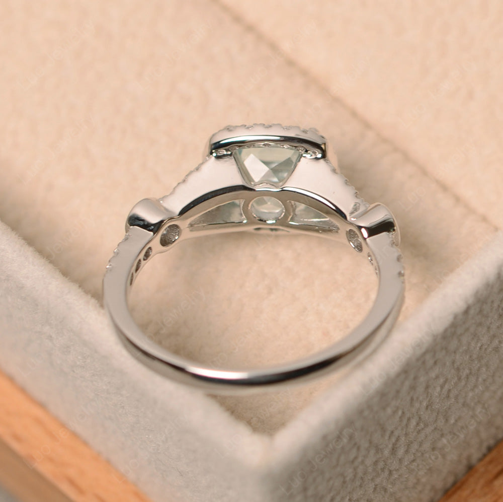 Cushion Cut Art Deco Aquamarine Wedding Ring - LUO Jewelry