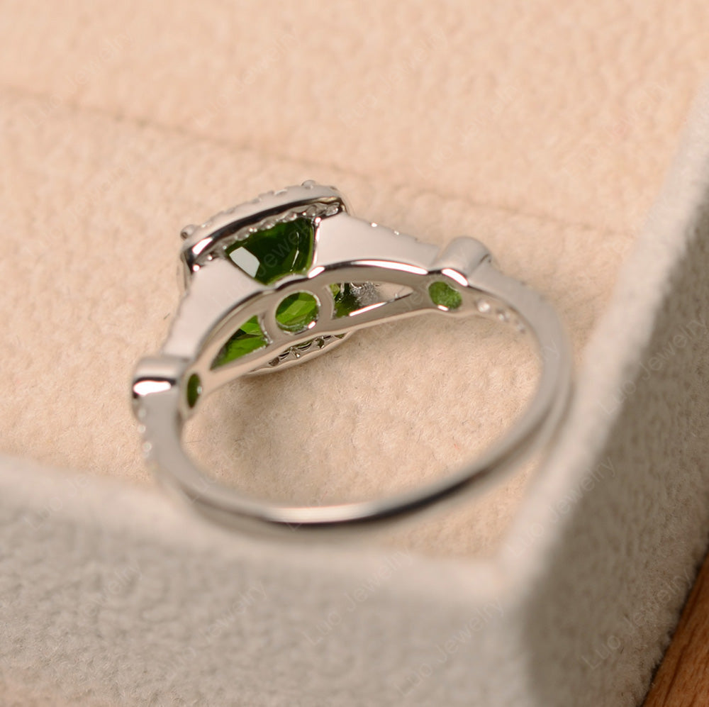 Cushion Cut Art Deco Diopside Wedding Ring - LUO Jewelry
