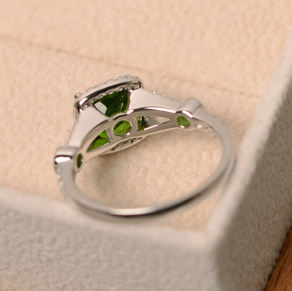 Cushion Cut Art Deco Diopside Wedding Ring - LUO Jewelry