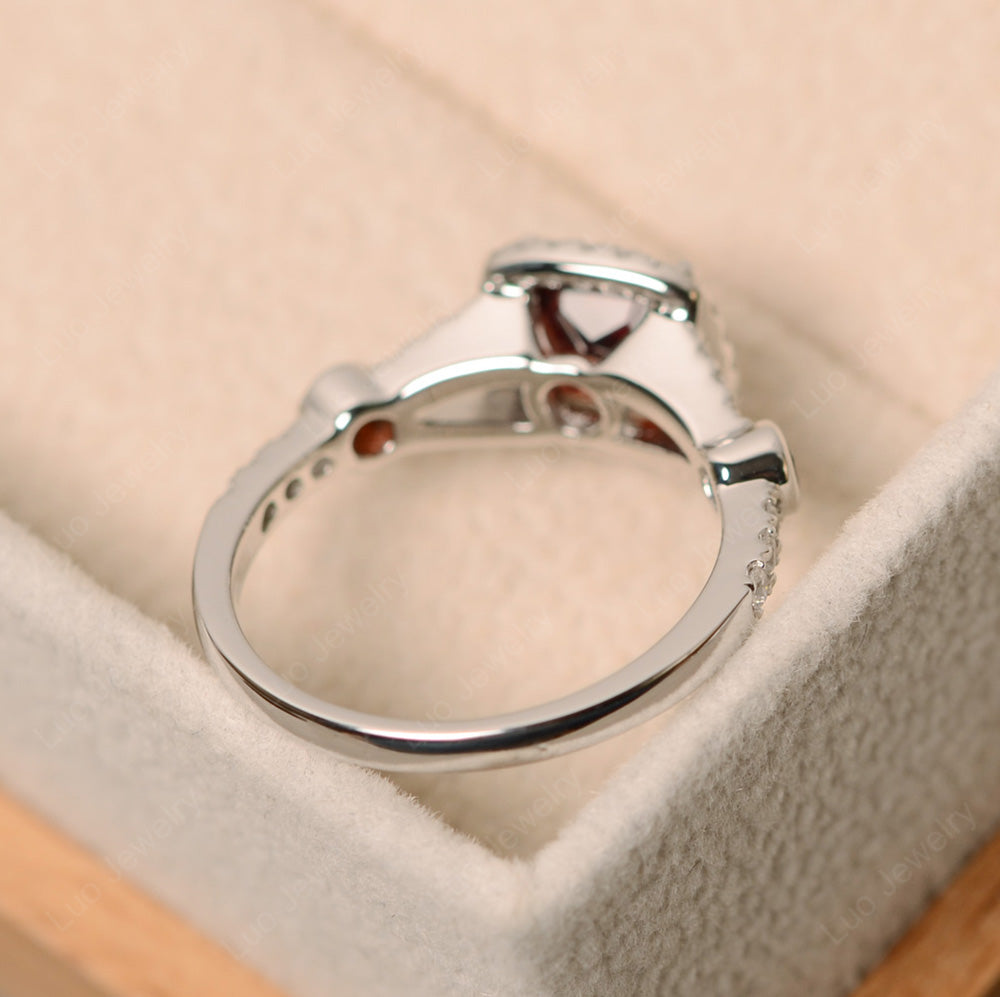 Cushion Cut Art Deco Garnet Wedding Ring - LUO Jewelry