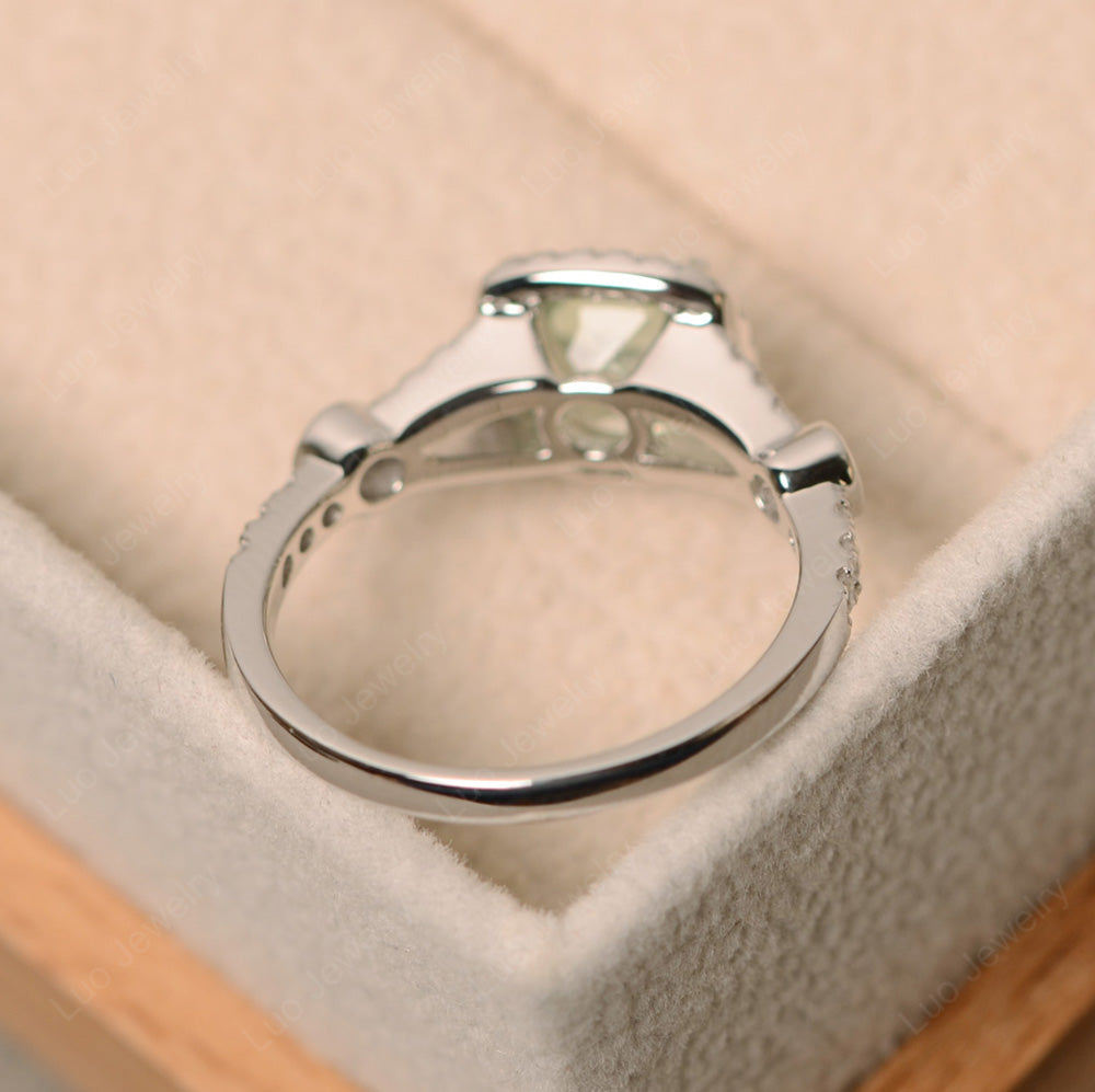 Cushion Cut Art Deco Green Amethyst Wedding Ring - LUO Jewelry