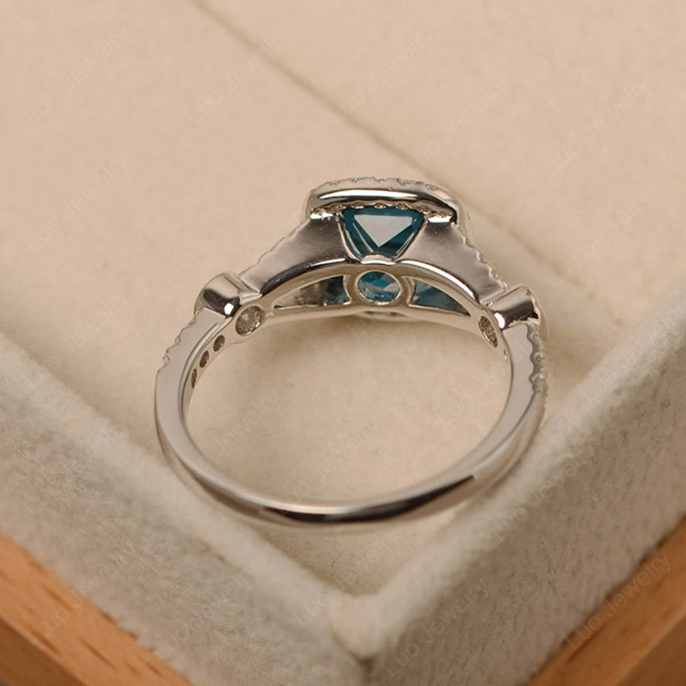 Cushion Cut Art Deco London Blue Topaz Wedding Ring - LUO Jewelry