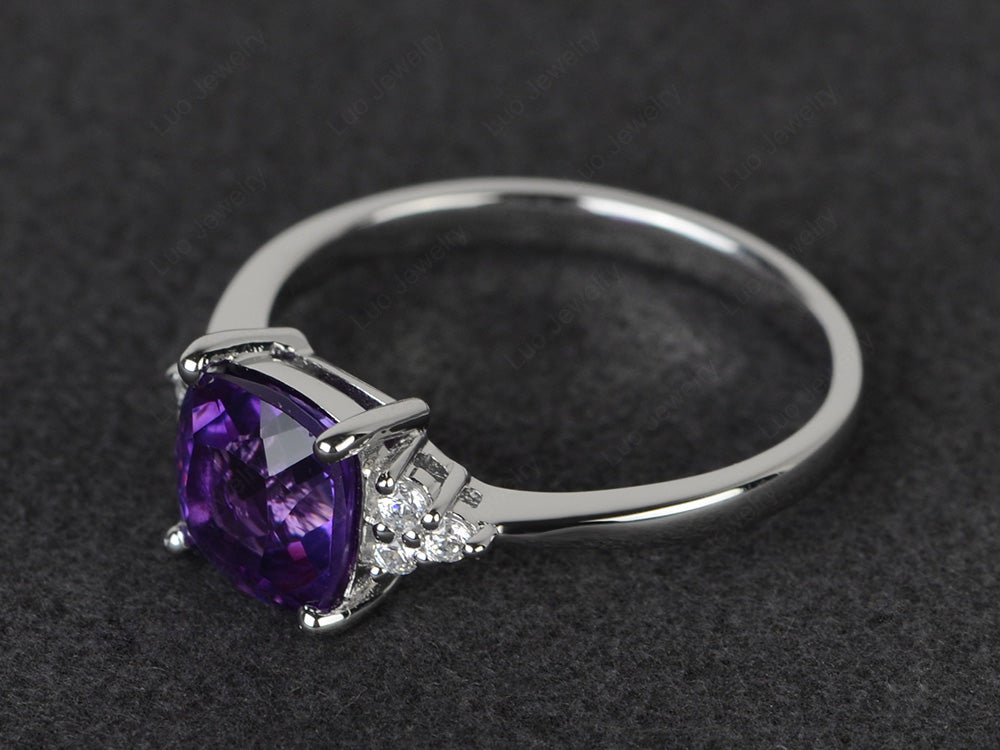 Cushion Cut Amethyst Wedding Ring White Gold - LUO Jewelry