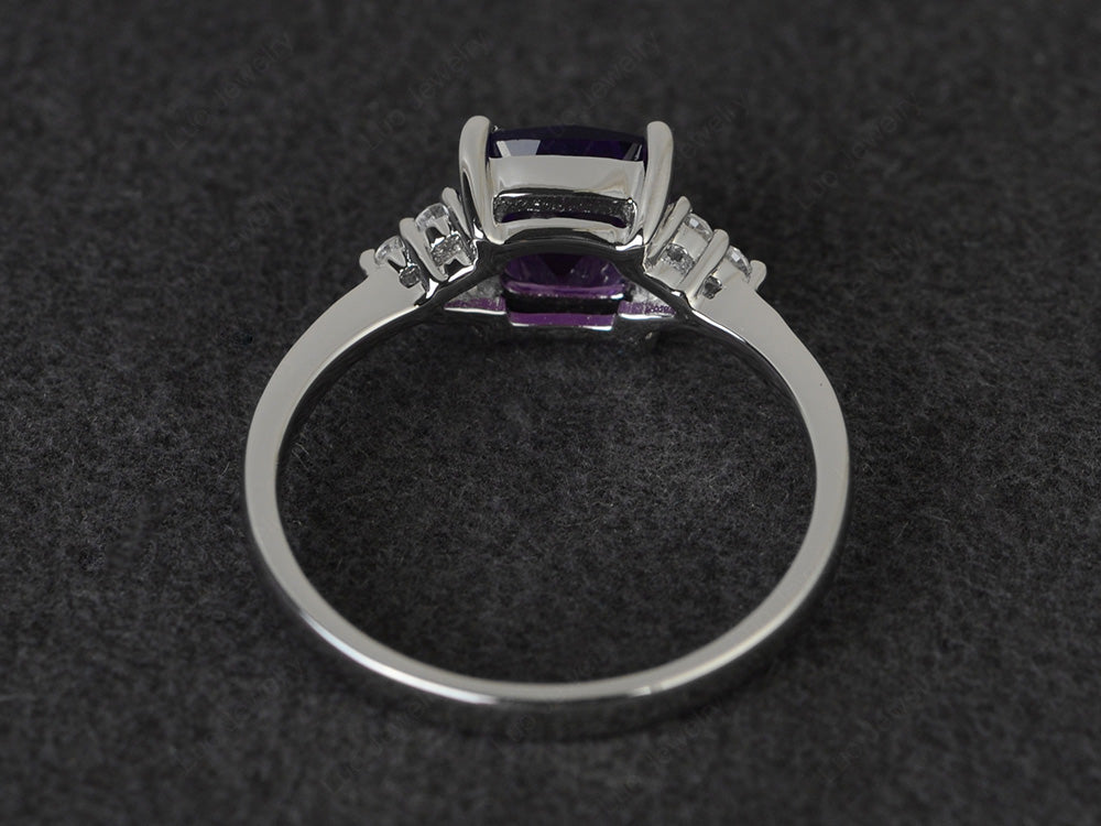 Cushion Cut Amethyst Wedding Ring White Gold - LUO Jewelry