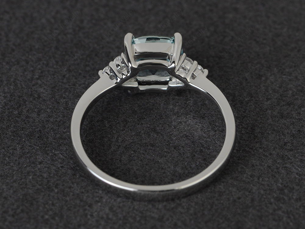 Cushion Cut Aquamarine Wedding Ring White Gold - LUO Jewelry