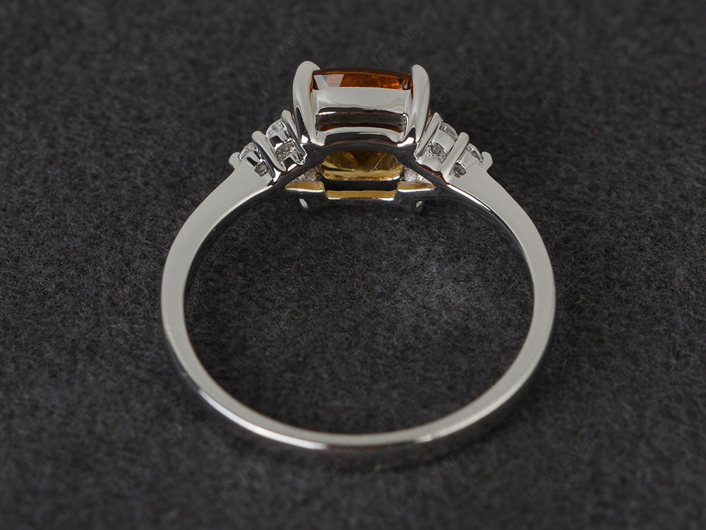 Cushion Cut Citrine Wedding Ring White Gold - LUO Jewelry