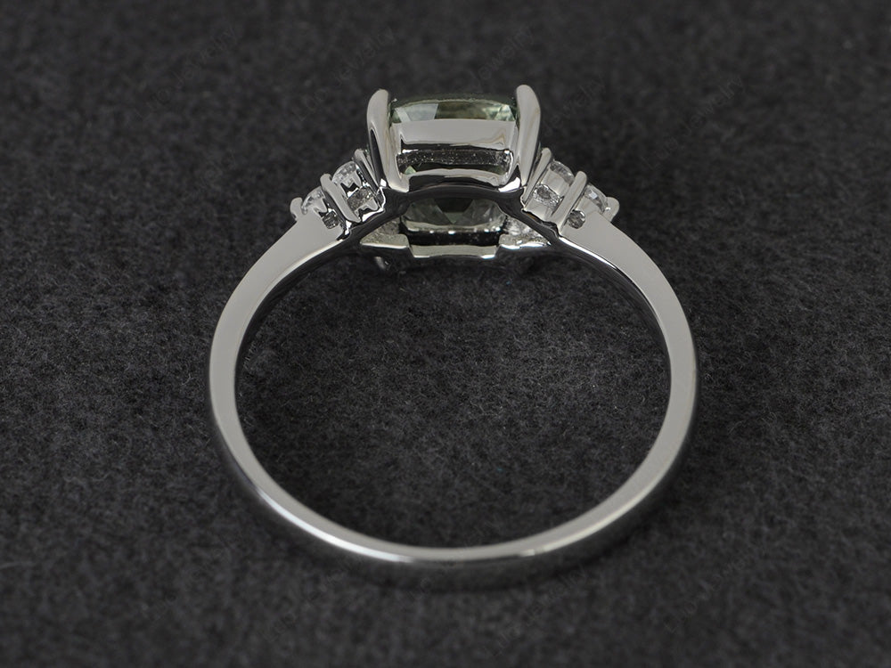 Cushion Cut Green Amethyst Wedding Ring White Gold - LUO Jewelry