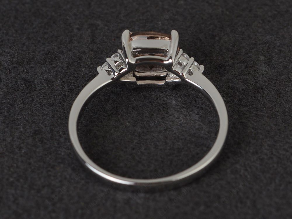 Cushion Cut Morganite Wedding Ring White Gold - LUO Jewelry