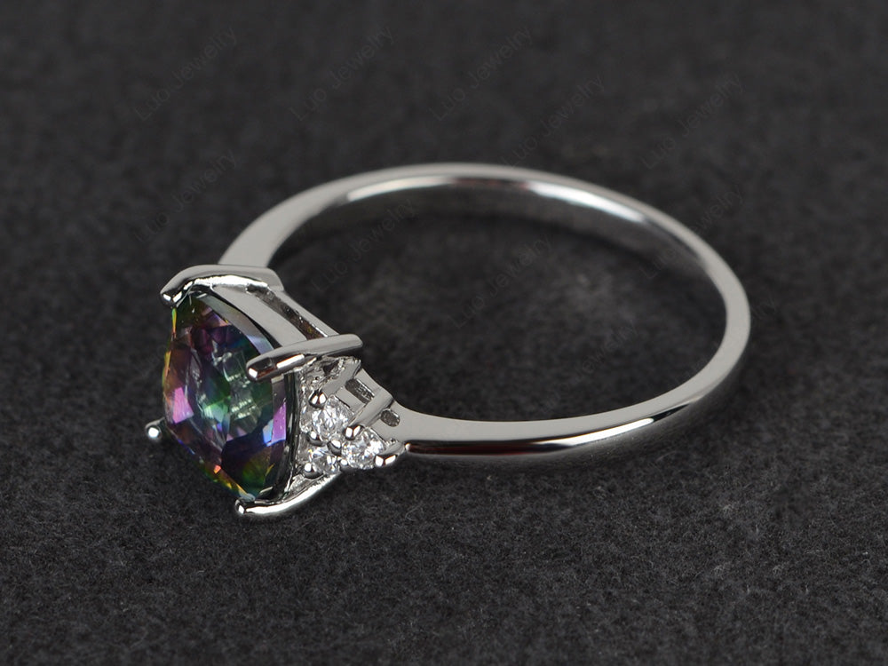 Cushion Cut Mystic Topaz Wedding Ring White Gold - LUO Jewelry