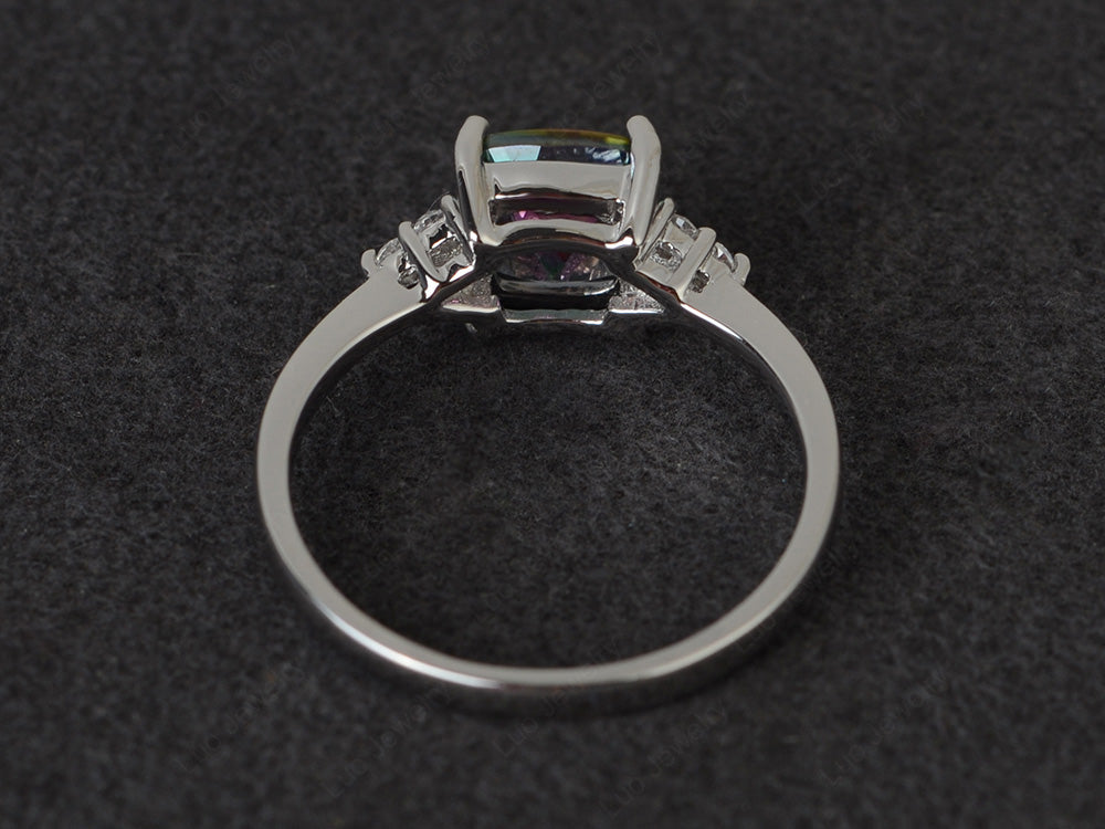 Cushion Cut Mystic Topaz Wedding Ring White Gold - LUO Jewelry
