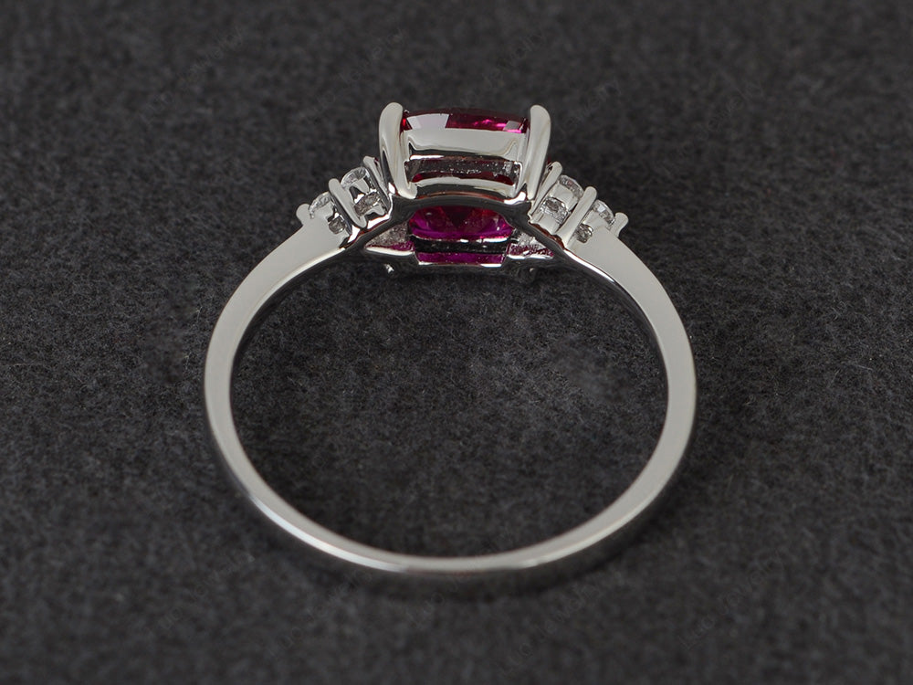 Cushion Cut Ruby Wedding Ring White Gold - LUO Jewelry