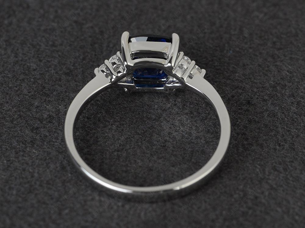 Cushion Cut Lab Sapphire Wedding Ring White Gold - LUO Jewelry