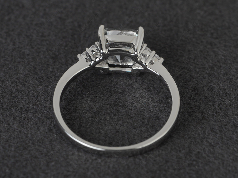 Cushion Cut White Topaz Wedding Ring White Gold - LUO Jewelry