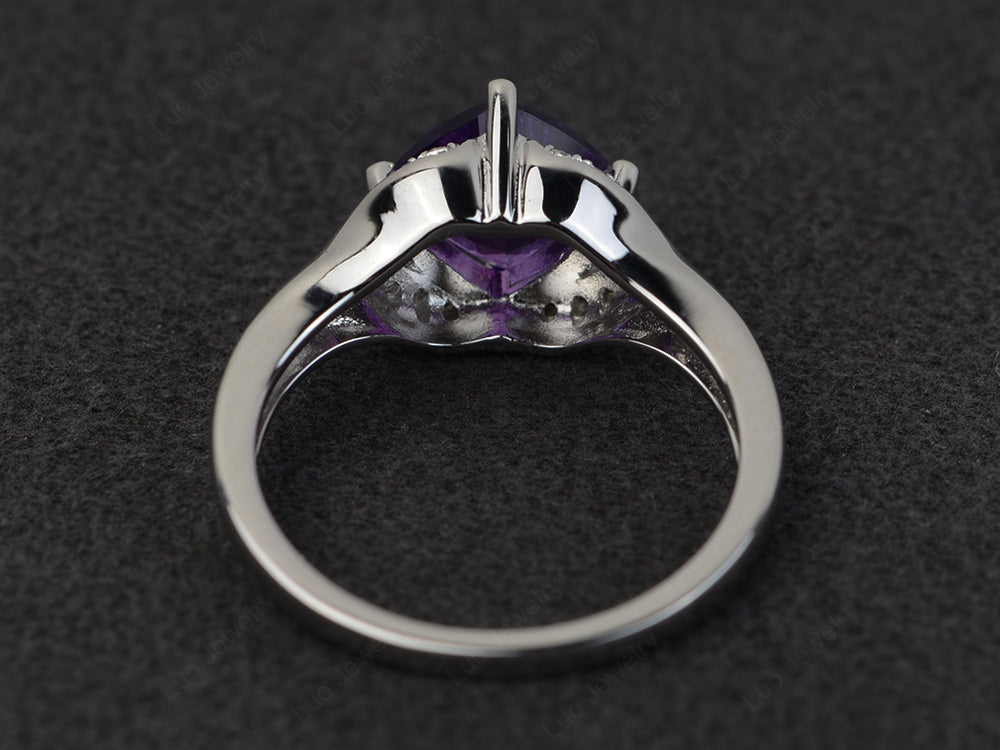 Art Deco Amethyst Engagement Ring Cushion Cut - LUO Jewelry