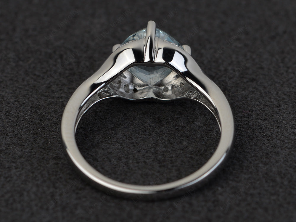 Art Deco Aquamarine Engagement Ring Cushion Cut - LUO Jewelry