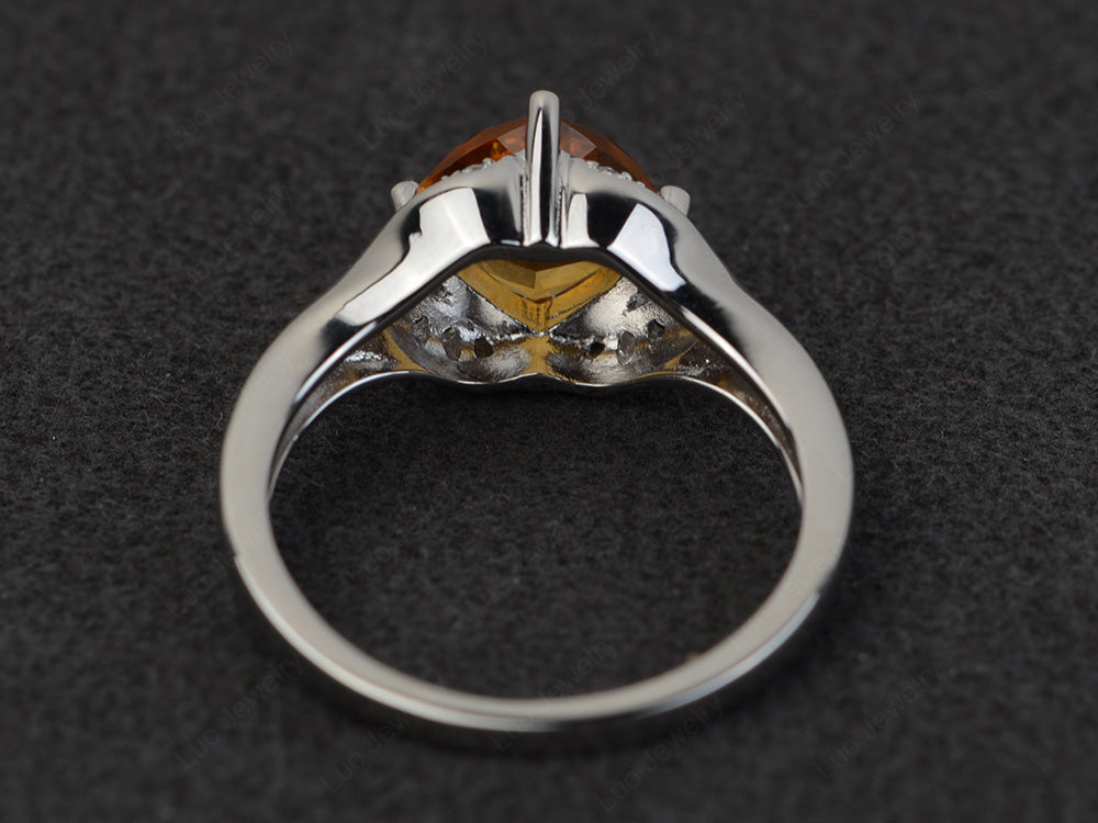 Art Deco Citrine Engagement Ring Cushion Cut - LUO Jewelry