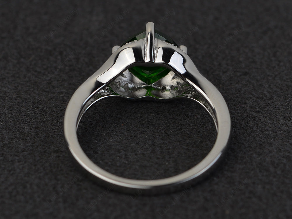 Art Deco Diopside Engagement Ring Cushion Cut - LUO Jewelry