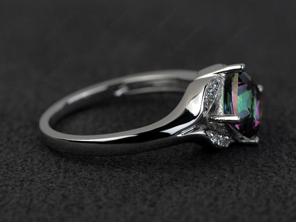 Art Deco Mystic Topaz Engagement Ring Cushion Cut - LUO Jewelry