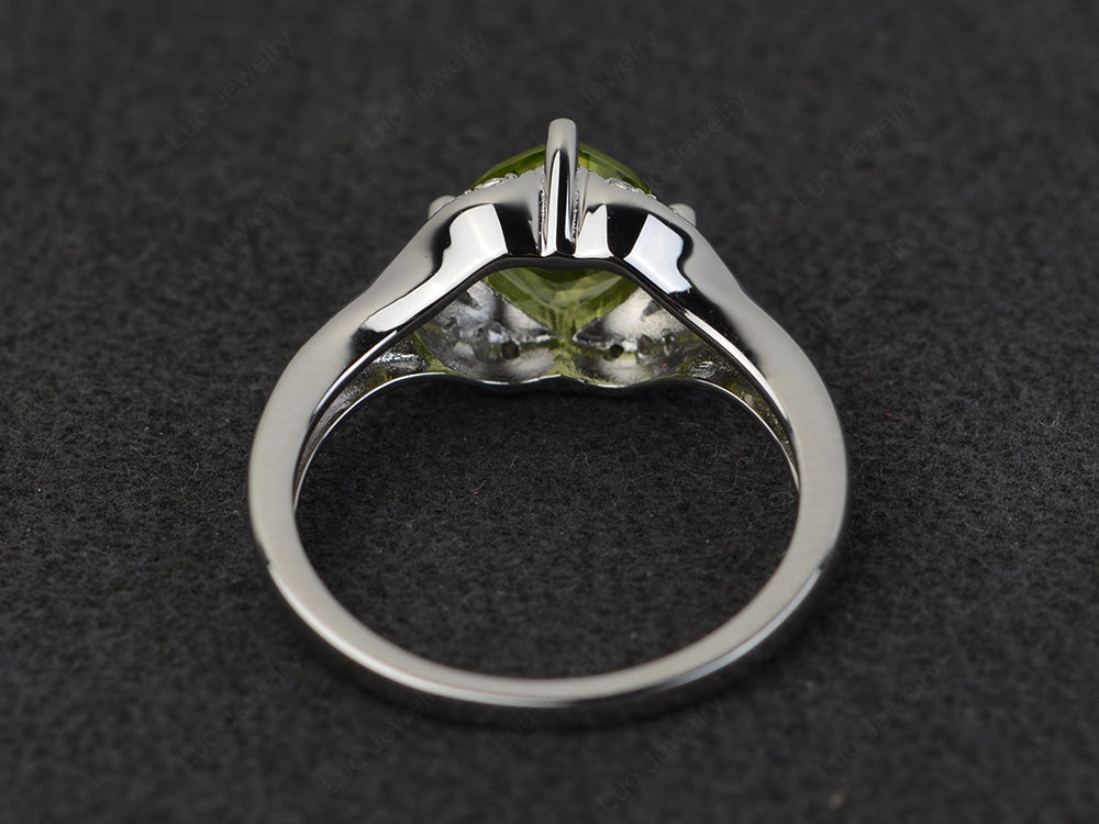 Art Deco Peridot Engagement Ring Cushion Cut - LUO Jewelry