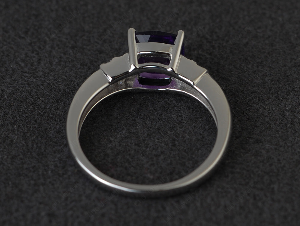 Cushion Cut Amethyst Wedding Ring Silver - LUO Jewelry