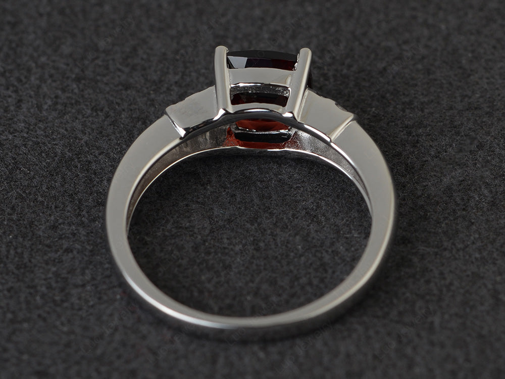 Cushion Cut Garnet Wedding Ring Silver - LUO Jewelry